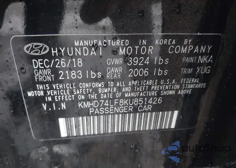 2019 Hyundai Elantra Se из США, поврежденный, VIN KMHD74LF8KU851426